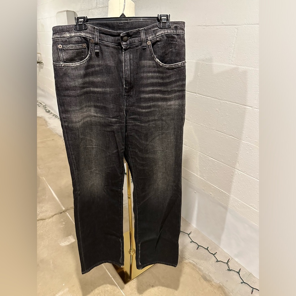 R13 Alice Distressed High Rise Straight Leg Jeans